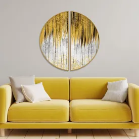 3D Abstract Golden Line Art Semi Circle Frames Set Of 2