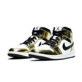 Air Jordan 1 Mid White Metallic Gold Black