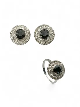 BLACK DIAMOND EARRING AND RING SET