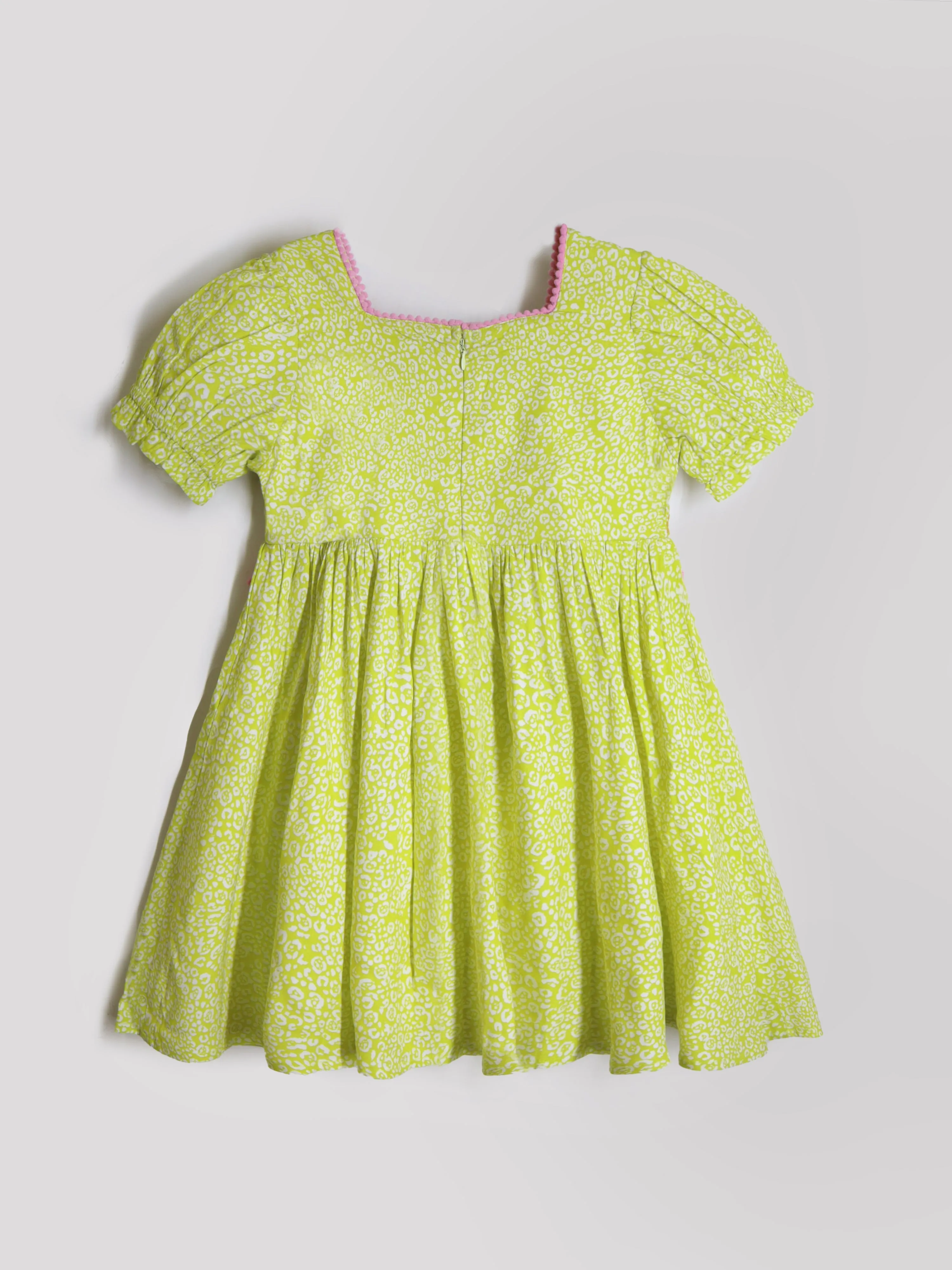 Cherry Crumble Girls Yellow Knee Length Embroidery & Printed Dress