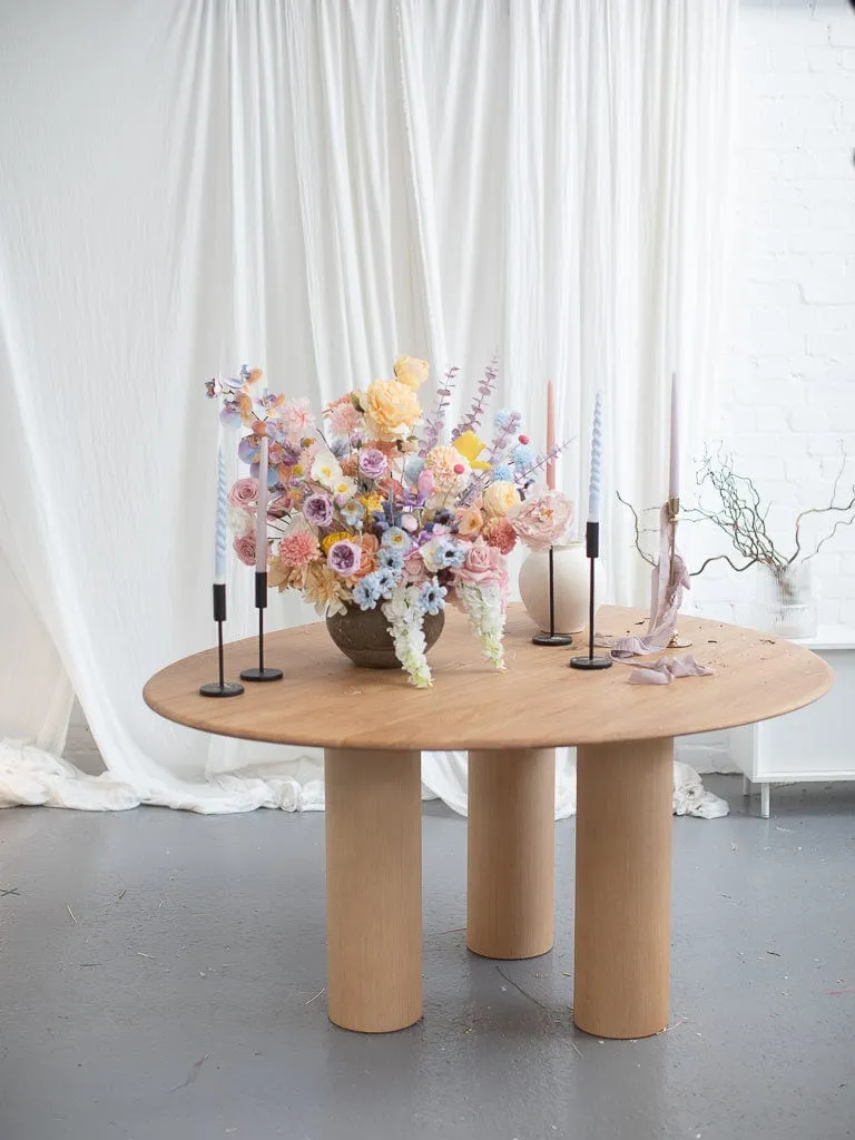 Colourful Dried Flowers Top Table Arrangement - Spring Yellow & Blue