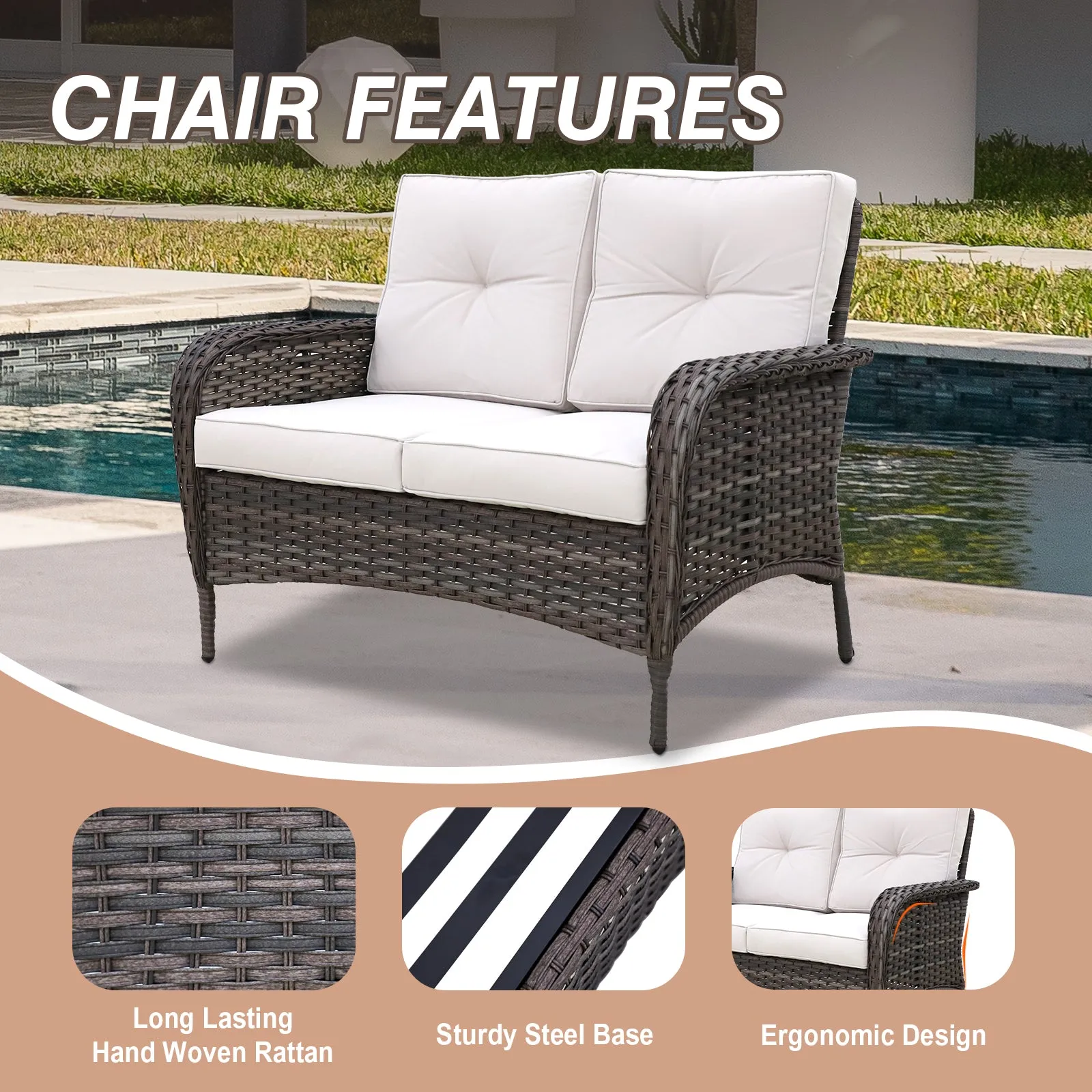 COOS BAY 7-Piece PE Rattan Outdoor Patio Furniture Set