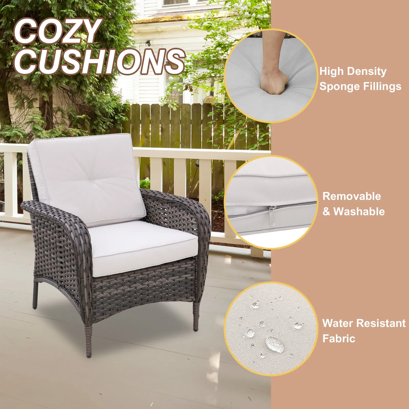 COOS BAY 7-Piece PE Rattan Outdoor Patio Furniture Set