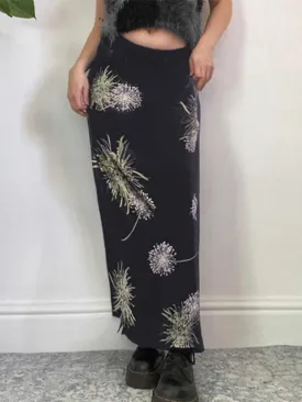 Flower Print Split Midi Skirt