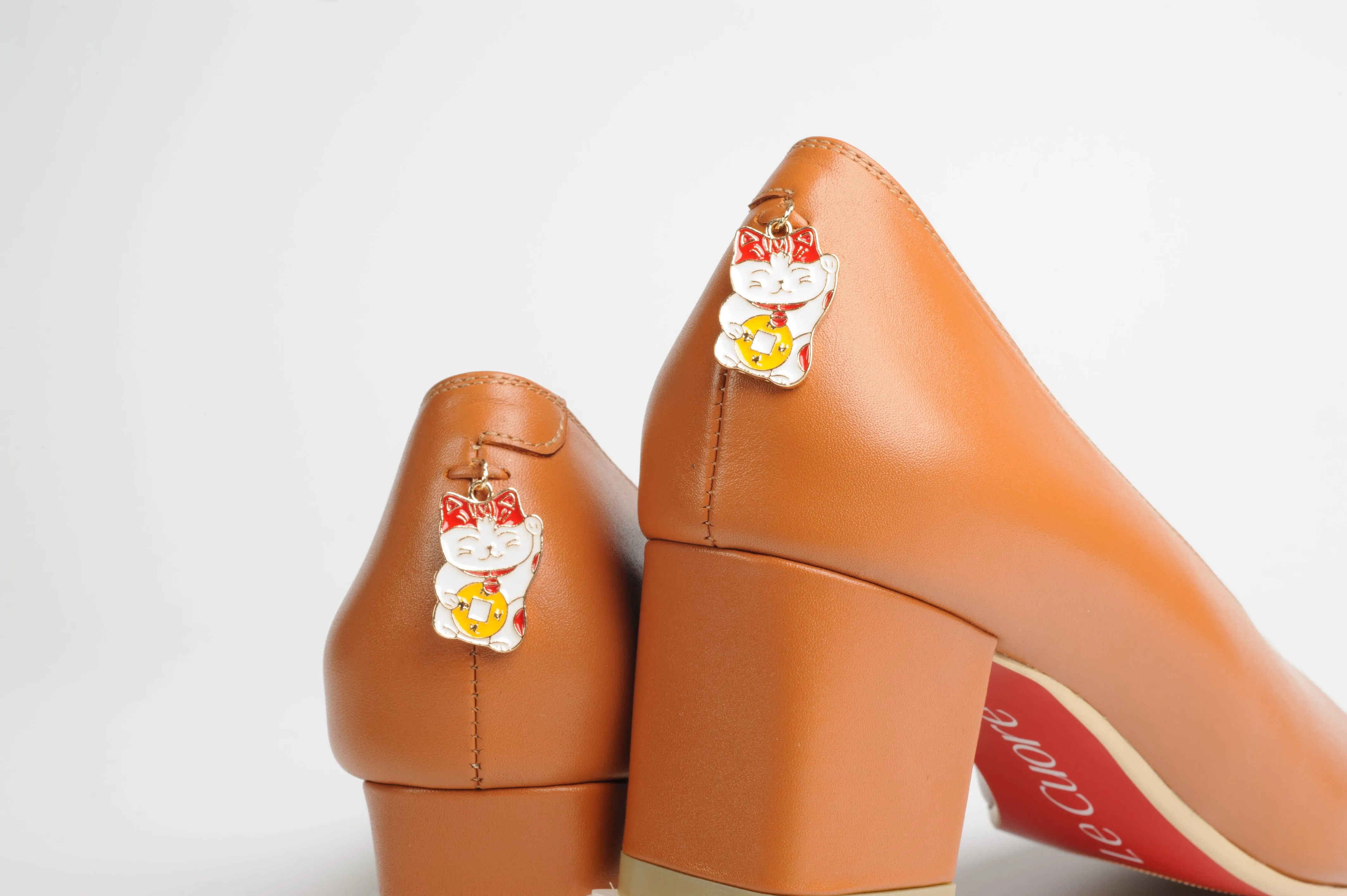 Shoeful 2" CNY Chunky Heels - Maneki-Neko Meow